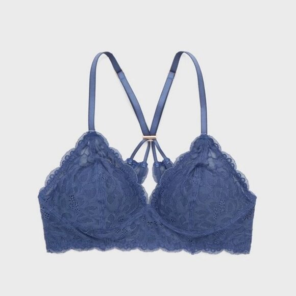 NWT Aerie Real Power Wireless Push Up New Blooms Lace Bra in Blue, 38DD - Picture 3 of 14